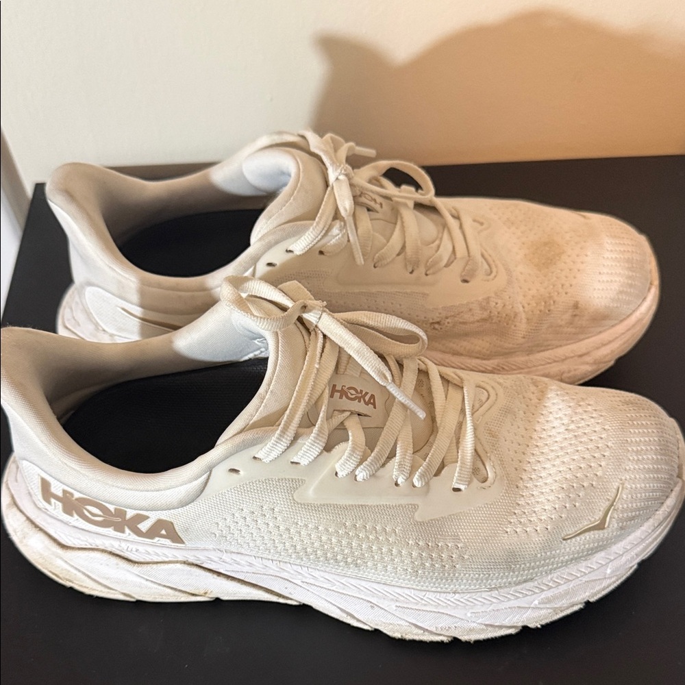 Hoka Cream Athletic Sneakers